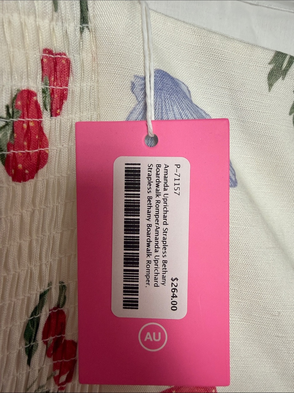 Amanda Uprichard Cream Strawberry Print Sundress Romper- Bethany boardwalk rompe - Picture 3 of 3
